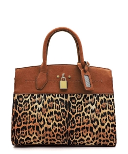 Leopard Padlock 2in1 Satchel Handbag With Wallet LE1099WPP TAN